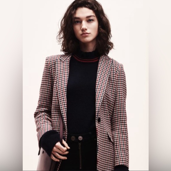 Appleseed's Jackets & Blazers - appleseed’s women’s blue pink houndstooth wool blazer 14 L52-17